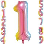 Patladı Gitti 1 Bir Rakam Gökkuşağı Folyo Balon 34" Inc 76 cm - Renkli