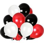Patladı Gitti 12 Inç Kırmızı Beyaz Siyah Balon 10 Adet - Kırmızı - Siyah