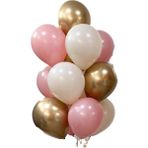 Patladı Gitti 12 Inç Pembe Krom Gold Balon 10 Adet Deniz Kumu Renkli Parti Malzemeleri - Pembe - Gold