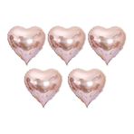 Patladı Gitti 15 inç 38 cm 5'li Rose Gold Kalp Folyo Balon