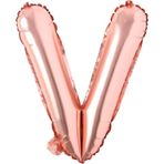 Patladı Gitti 16 inç 36 cm V Harf Rose Gold Folyo Balon