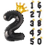 Patladı Gitti 2 Siyah Rakam Folyo 32"-34" inc Ve Kral Tacı Folyo Balon 10 inc