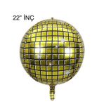 Patladı Gitti 22 inç 4D Büyük Boy Gold Disko Küre Folyo Balon