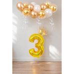 Patladı Gitti 3 Rakam Gold Kral Tacı ve Konfetili Folyo Balon