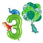 Patladı Gitti 3 Yaş Dinazor Set; Rakam Folyo, 3 Adet Mini Dinazor ve 10 lu Balon