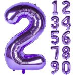 Patladı Gitti 32-34 inç 80 cm 2 İki Rakam Mor Folyo Balon