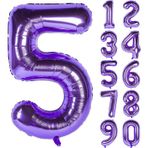 Patladı Gitti 32-34 inç 80 cm 5 Beş Rakam Mor Folyo Balon