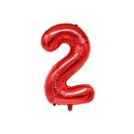 Patladı Gitti 34 inç 76-82 cm 2 Rakam Kırmızı Folyo Balon