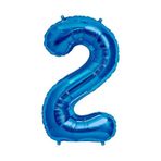 Patladı Gitti 34 inç 76-82 cm 2 Rakam Mavi Folyo Balon