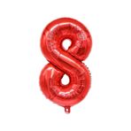 Patladı Gitti 34 inç 76-82 cm 8 Rakam Kırmızı Folyo Balon