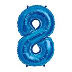 Patladı Gitti 34 inç 76-82 cm 8 Rakam Mavi Folyo Balon