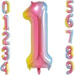 Patladı Gitti 34 inç 76 cm 1 Bir Rakam Gökkuşağı Folyo Balon