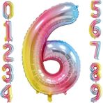 Patladı Gitti 34 inç 76 cm 6 Altı Rakam Gökkuşağı Folyo Balon
