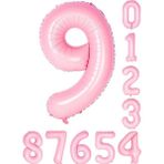 Patladı Gitti 34 inç 76 cm 9 Dokuz Rakam Pembe Folyo Balon