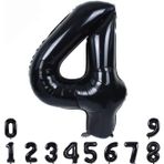 Patladı Gitti 34 inç 82 cm 4 Siyah Rakam Folyo Balon
