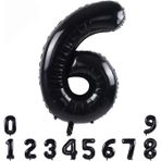 Patladı Gitti 34 inç 82 cm 6 Siyah Rakam Folyo Balon