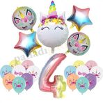 Patladı Gitti 4 Yaş Gökkuşağı Konsepti Unicorn Temalı Doğum Günü Parti Kutlama Seti