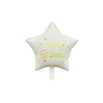 Patladı Gitti 45 cm Krem Happy Birthday Yıldız Folyo Balon