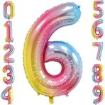 Patladı Gitti 6 Altı Rakam Gökkuşağı Folyo Balon 34" Inc 76 cm - Renkli