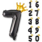 Patladı Gitti 7 Siyah Rakam Folyo 32"-34" inc Ve Kral Tacı Folyo Balon 10 inc