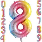 Patladı Gitti 8 Sekiz Rakam Gökkuşağı Folyo Balon 34" Inc 76 cm - Renkli