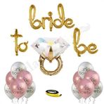 Patladı Gitti Bride To Be Balon Set; Baskılı Balon, Gold Folyo ve Tek Taş Yüzük
