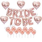 Patladı Gitti Bride To Be Rose Gold Folyo Balon Seti, 5 Adet Kalp Folyo ve Lateks Balon