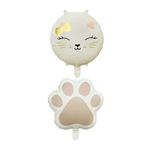 Patladı Gitti Retro Krem Renkli Kedi ve Pati Folyo Balon Set
