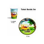 Patladı Gitti Safari Doğum Günü Konsepti Tabak Bardak Set 8'li