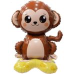 Patladı Gitti Safari Maymun Figür Ayaklı Folyo Balon 48*50 cm - Renkli