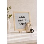 Patladı Gitti WoodArt Premium Letter Board Seti, İnci Beyazı Keçe Yüzeyli Doğal Çam Ahşap Yazı Panosu – Şövale Sta