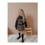 patriko tekstil KIZ ÇOCUK KURDELELİ ŞIK LEOPAR DESENLİ KAZAK&SWEATSHIRT ETEK ALT ÜST TAKIM