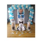 Patron Bebek Konsepti - Pastel Mavi - Pastel Beyaz Balon Zincir 70 adet