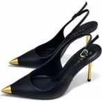 Patron Shoes Hakiki Deri Çelik Burunlu Çelik Ökçeli 9 cm Topuklu Kadın Stiletto Ayakkabı - Siyah
