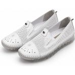 Patron Shoes Hakiki Deri Ortopedik Taban Günlük Kadın Ayakkabı Rahat Kaymaz Tabanlı Casual Ayakkabı - Beyaz