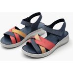 Patron Shoes Kadın Ortopedik Cırt Cırtlı Günlük Rahat Tabanlı Konfor Sandalet - Lacivert