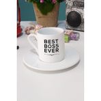 Patrona Hediye Best Boss Ever Türk Kahvesi Fincanı Beyaz - 1 Adet - 70 ml