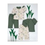 PATSAN 4'lü Bebek Alt Üst Hırka Pijama/ Tayt Takımı Yeşil Timsah