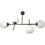 Patya Bronz 4'lü Beyaz Camlı Avize | Kaliteli Modern Metal Avize