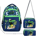 Paul Brand Kids Timsah Desenli Erkek Çocuk Ilkokul ve Anasınıfı Okul Çantası 3'lü Set (Sırt Çantası, Beslenme Çantası, Kalemlik) - Standart - Yeşil - Lacivert