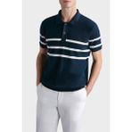 Paul & Shark Çizgili % 100 Pamuk Regular Fit Düğmeli Polo Yaka T Shirt Erkek Polo Yaka T Shirt 24411625 201 - Lacivert - XS
