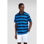 Paul & Shark Erkek Normal Kesim Çizgili Logo Işlemeli Pamuklu Kısa Kollu Mavi Polo Yaka T-Shirt 99311002-144