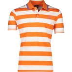 Paul & Shark Erkek Pamuklu Regular Fit Çizgili Kısa Kollu Beyaz-Turuncu Polo Yaka T-Shirt 23411231A-146 - 4XL