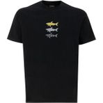 PAUL&SHARK Erkek Kısa Kollu Bisiklet Yaka Üç Balık Desenli Siyah T-Shirt -011 25411005