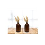 Pause Art Home kahverengi amber cam şişe oda kokusu şişesi dekoratif vazo 2*100ml (çiçeksiz)