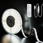 PAUTIX USB 5 V LED şerit, beyaz, 2 m, uzaktan kumandalı, 640 LED, 6000 K, kısılabilir, COB LED şerit ışık, CRI85+ TV arka plan aydınlatması, esnek zemin altı lambası, mutfak, ev için kendin yap
