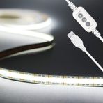 PAUTIX USB 5V LED Şerit Beyaz 6000K, 2M/640LED'ler Kısılabilir COB LED Şerit Işıklar CRI85+, Esnek Işık Şeridi TV Arka Aydınlatma, Ayna, Dolap, Dolap, Ev Kendin Yap Aydınlatma