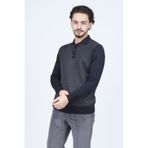 Pave 4533224 Lacivert Desenli Polo Yaka Triko Yün Erkek Kazak