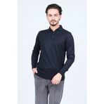 Pave 4533294 Lacivert Desenli Polo Yaka Triko Yün Erkek Kazak