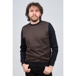 Pave 4537043 Lacivert Erkek Bisiklet Yaka Desenli Yün Erkek Kazak
